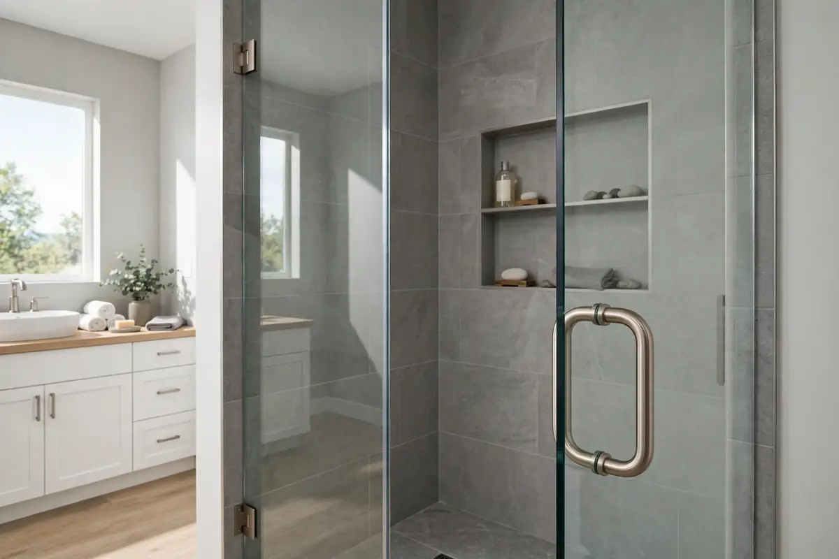 Frameless glass shower door installation in Tampa
